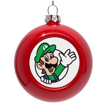 Super mario Luigi win, Red Christmas tree ornament bauble 8cm
