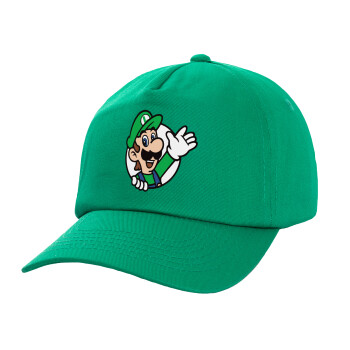 Super mario Luigi win, Καπέλο παιδικό Baseball, 100% Βαμβακερό,  Πράσινο
