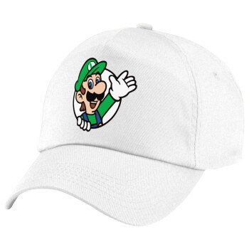 Super mario Luigi win, Καπέλο παιδικό Baseball, 100% Βαμβακερό Twill, Λευκό (ΒΑΜΒΑΚΕΡΟ, ΠΑΙΔΙΚΟ, UNISEX, ONE SIZE)