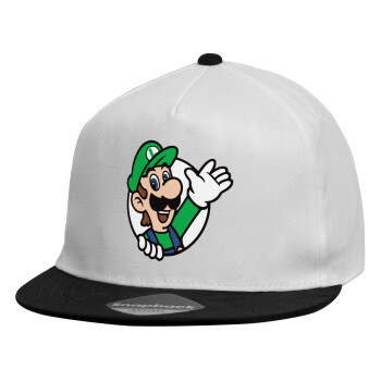 Super mario Luigi win, Καπέλο παιδικό Snapback, 100% Βαμβακερό, Λευκό