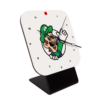 Super mario Luigi win, Επιτραπέζιο ρολόι ξύλινο με δείκτες (10cm)