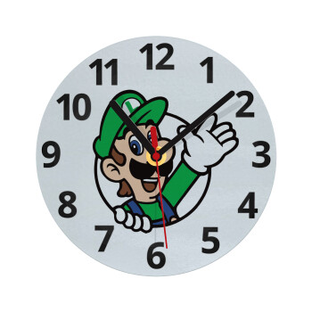 Super mario Luigi win, Ρολόι τοίχου γυάλινο (20cm)
