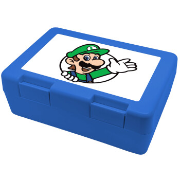 Super mario Luigi win, Children's cookie container BLUE 185x128x65mm (BPA free plastic)