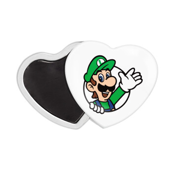 Super mario Luigi win, Μαγνητάκι καρδιά (57x52mm)