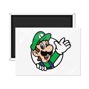 Super mario Luigi win, Ορθογώνιο μαγνητάκι ψυγείου διάστασης 9x6cm