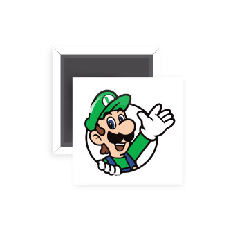Super mario Luigi win, Μαγνητάκι ψυγείου τετράγωνο διάστασης 5x5cm