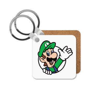 Super mario Luigi win, Μπρελόκ Ξύλινο τετράγωνο MDF