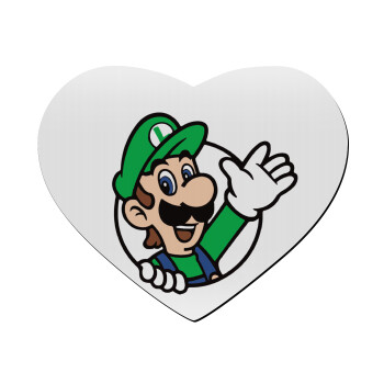 Super mario Luigi win, Mousepad καρδιά 23x20cm