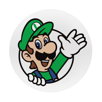 Super mario Luigi win, Mousepad Στρογγυλό 20cm