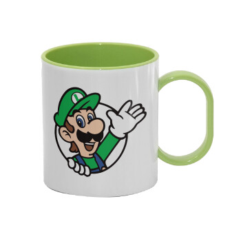 Super mario Luigi win, Κούπα (πλαστική) (BPA-FREE) Polymer Πράσινη για παιδιά, 330ml
