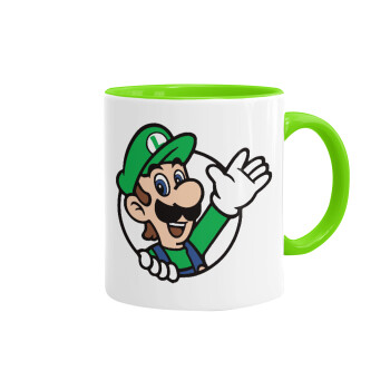 Super mario Luigi win, Κούπα χρωματιστή βεραμάν, κεραμική, 330ml