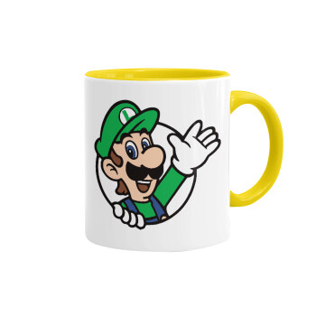 Super mario Luigi win, Mug colored yellow, ceramic, 330ml