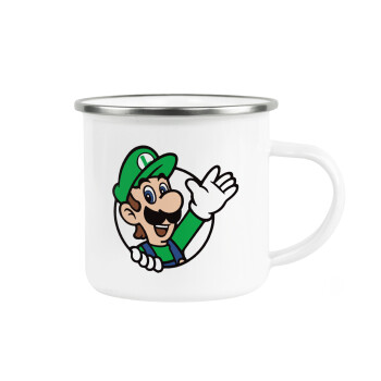 Super mario Luigi win, Metallic enamel cup white 360ml