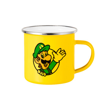 Super mario Luigi win, Κούπα Μεταλλική εμαγιέ Κίτρινη 360ml