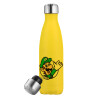 Yellow Stainless Steel Metallic Thermos, double-walled, 500ml