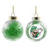 Στολίδι Χριστουγεννιάτικη μπάλα δένδρου διάφανη με πράσινο γέμισμα 8cm