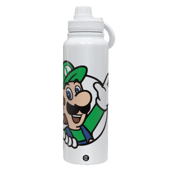 Super mario Luigi win, 1L Stainless Steel Thermal Bottle with Phone Holder & Double Wall Insulation