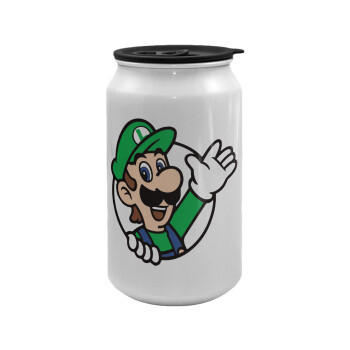 Super mario Luigi win, Κούπα ταξιδιού μεταλλική με καπάκι (tin-can) 500ml