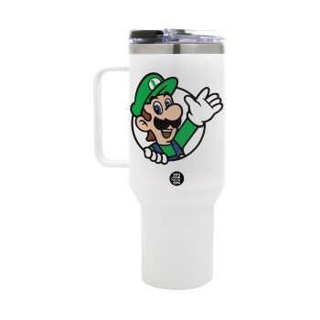 Super mario Luigi win, Mega Tumbler με καπάκι, διπλού τοιχώματος (θερμό) 1,2L