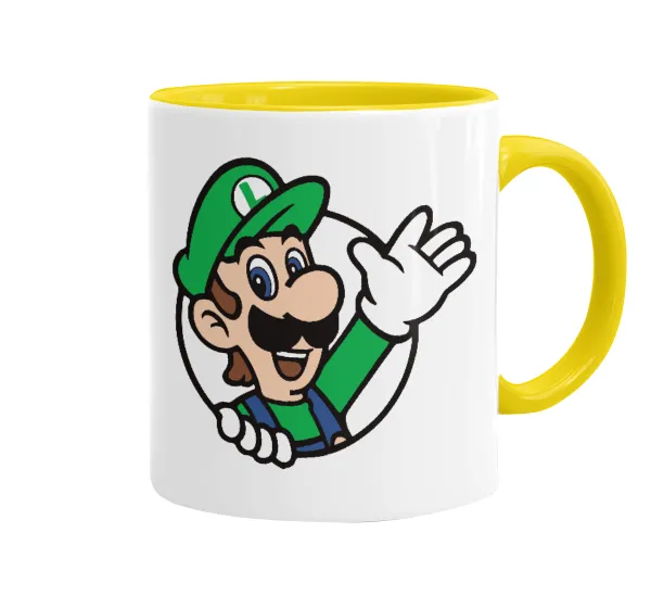 Super mario Luigi win — Mug colored yellow, ceramic, 330ml