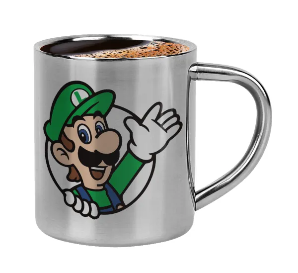 Super mario Luigi win — Κουπάκι μεταλλικό διπλού τοιχώματος για espresso (220ml)