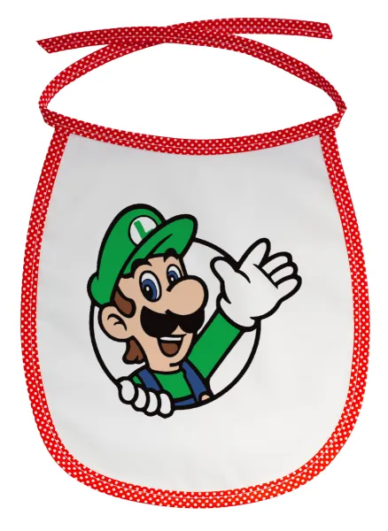Super mario Luigi win — Stain-resistant baby bib with tie, red