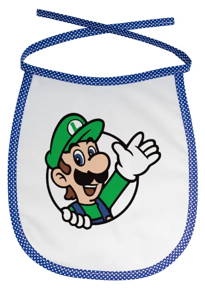 Super mario Luigi win — Stain-resistant baby bib with tie, blue