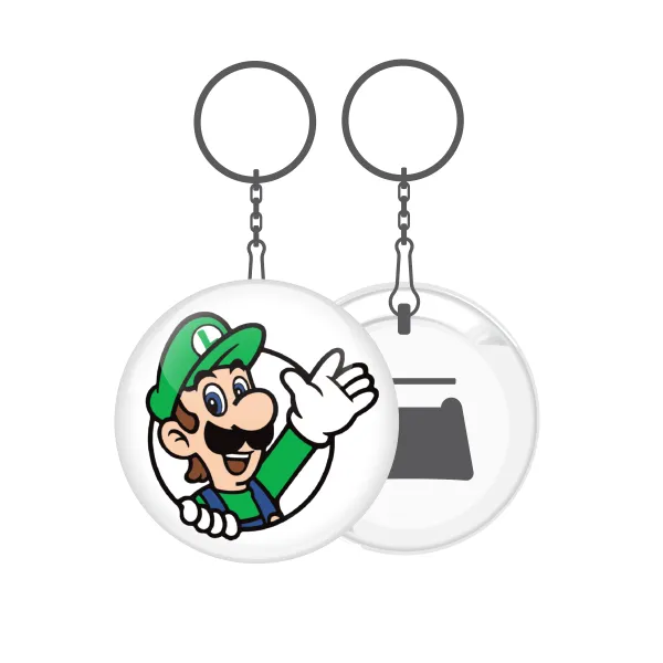 Super mario Luigi win — Metal keychain 5cm with bottle opener