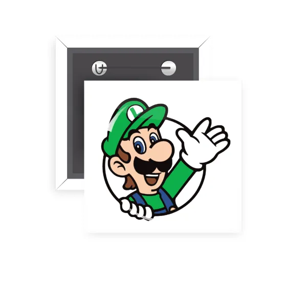 Super mario Luigi win — Square pin badge, 5x5cm