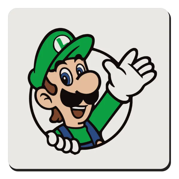 Super mario Luigi win — Square wooden magnet, 9x9cm