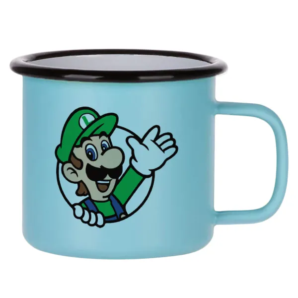 Super mario Luigi win — Κούπα Μεταλλική εμαγιέ ΜΑΤ σιέλ 360ml