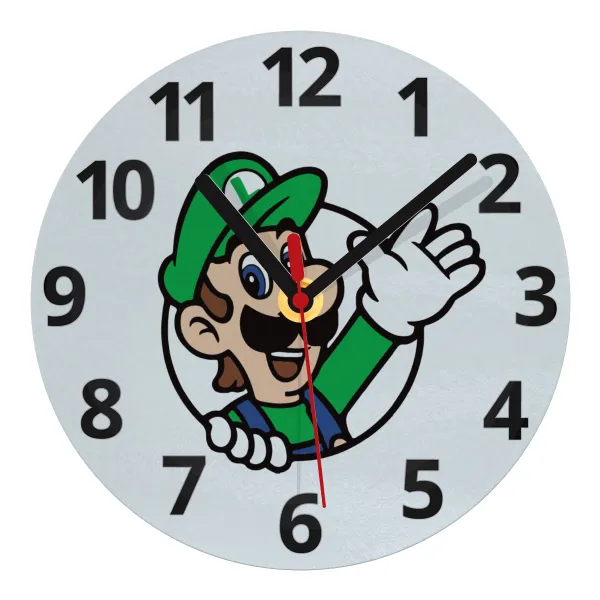 Super mario Luigi win — Ρολόι τοίχου γυάλινο 20cm