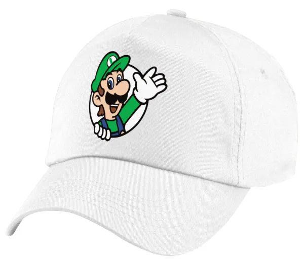 Super mario Luigi win — Πεντάφυλλο καπέλο Λευκό, 100% Βαμβακερό (Twill), με ρύθμιση, unisex