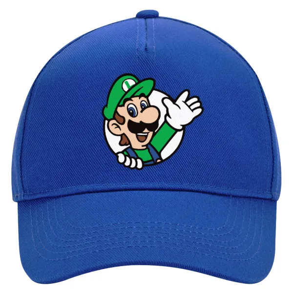Super mario Luigi win — Ultimate Adult Hat BLUE, (100% COTTON DRILL, ADULT, UNISEX, ONE SIZE)