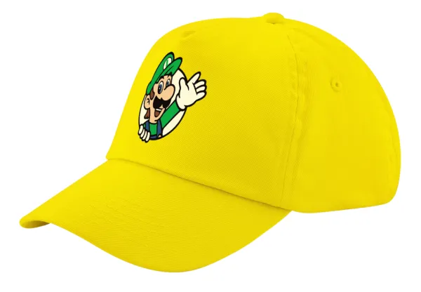 Super mario Luigi win — Child's Baseball Cap, 100% Cotton Twill, Yellow (COTTON, CHILD, UNISEX, ONE SIZE)