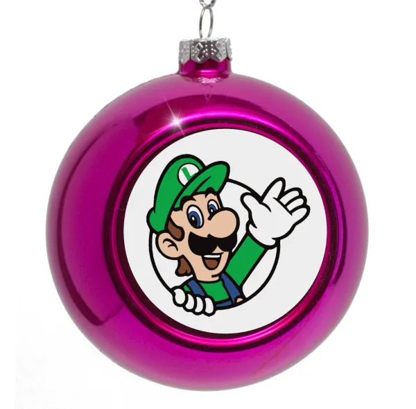 Super mario Luigi win — Purple Christmas tree ornament bauble 8cm