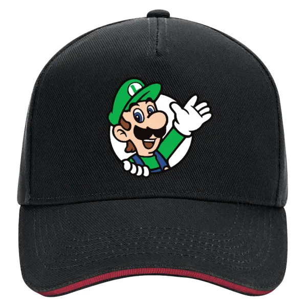 Super mario Luigi win — DRILL Adult Ultimate Hat BLACK/RED, (100% COTTON, ADULT, UNISEX, ONE SIZE)