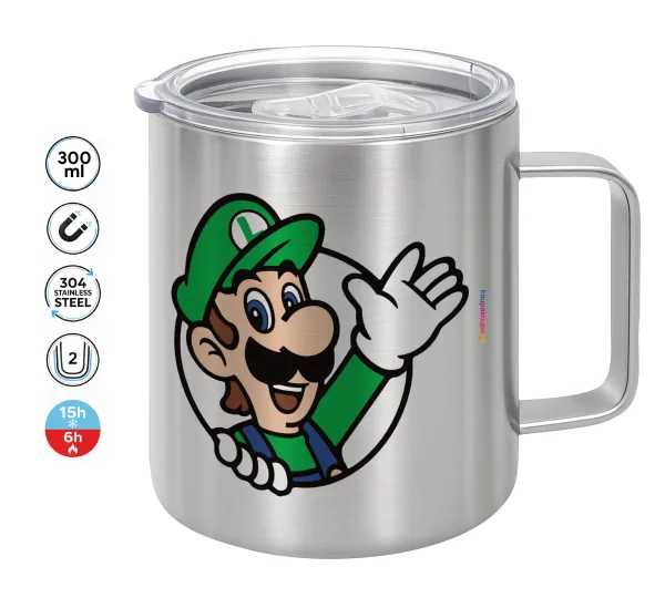 Super mario Luigi win — Κούπα Ανοξείδωτη διπλού τοιχώματος 300ml με καπάκι διατήρησης θερμοκρασίας