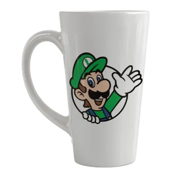 Super mario Luigi win, Κούπα κωνική Latte Μεγάλη, κεραμική, 450ml