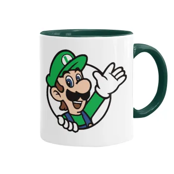 Super mario Luigi win, Mug colored green, ceramic, 330ml