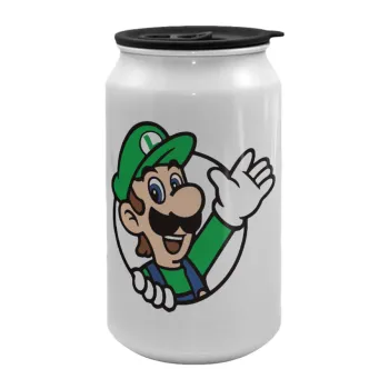 Super mario Luigi win, Κούπα ταξιδιού μεταλλική με καπάκι (tin-can) 500ml