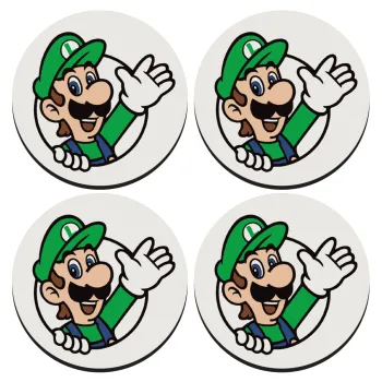 Super mario Luigi win, SET of 4 round wooden coasters (9cm)