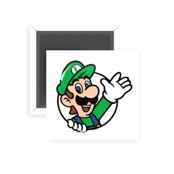 Super mario Luigi win, Μαγνητάκι ψυγείου τετράγωνο διάστασης 5x5cm
