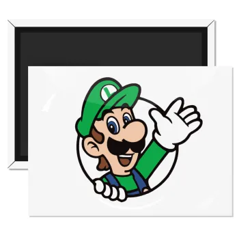 Super mario Luigi win, Ορθογώνιο μαγνητάκι ψυγείου διάστασης 9x6cm