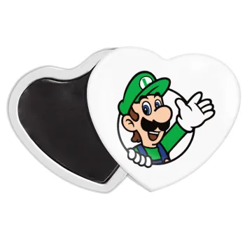 Super mario Luigi win, Μαγνητάκι καρδιά (57x52mm)
