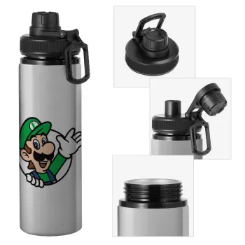 Super mario Luigi win, Metallic water bottle with safety cap, 850ml aluminum