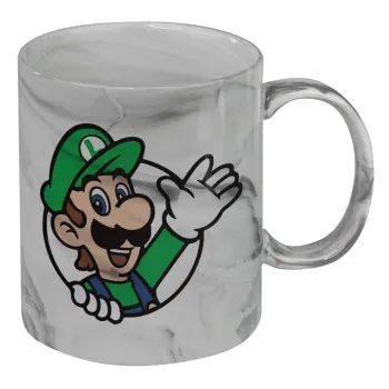 Super mario Luigi win, Κούπα κεραμική, marble style (μάρμαρο), 330ml