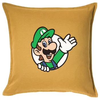 Super mario Luigi win, Sofa cushion YELLOW 50x50cm includes filling