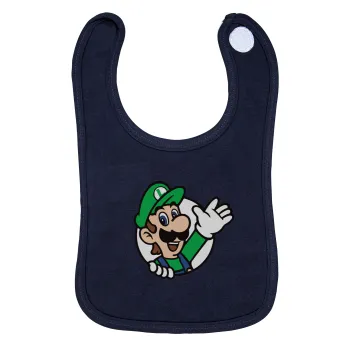 Super mario Luigi win, Σαλιάρα με Σκρατς 100% Organic Cotton Μπλε (0-18 months)
