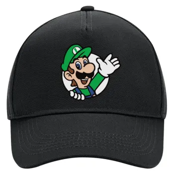 Super mario Luigi win, Adult Ultimate Hat BLACK, (100% COTTON DRILL, ADULT, UNISEX, ONE SIZE)